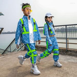 Stage Wear Hip Hop Clothes For Kids American Clothing Boys' Pants Fluorescent Band Street Dancewear Girls Jazz Outfits B1227