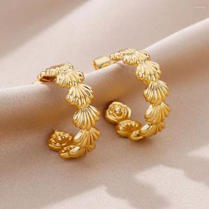 Hoop Earrings In Shell For Women Stainless Steel Gold Color 2023 Trending Piercing Luxury Jewelry Christmas Gift