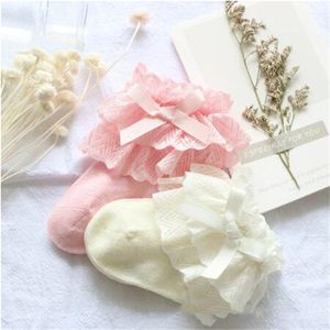 Autumn Baby Socks Cute Lace Flower Bows Newborn Princess Baby Girl Socks Soft Cotton Ruffle Infant Toddler Short Socks GC2069