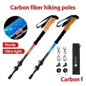 Trekking Poles Trekking Poles Durable 3K Carbon Fiber Evocrest Cam Climbing Stick Accessories Walking Sticks For The Elderly Hiking Eq Dhkdv