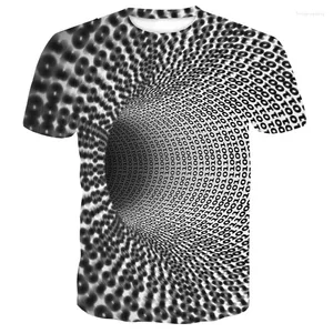 Men's T Shirts Visual Difference Short Sleeved Creative 3D Black Hole Printed T-Shirt Abstract Style Men Fun Clothing