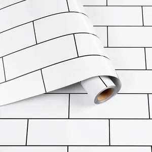 Wallpapers auto-adesivo impermeável telha rolo adesivo preto e branco papel de parede para cozinha pano de fundo sala de jantar parede