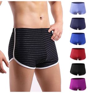 Underpants Boxer Mens Underwear Men Cotton Male Striped Print Panties Shorts Traditional Soft Low Waist