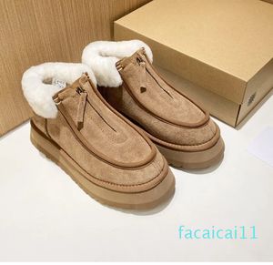 Klassische Schuhe für Damen mit gefrostetem Fell und Bohnenblase, klassische Reproduktion von lässigen, warmen Schneestiefeln