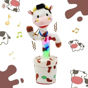 Christmas Toy Supplies Talking Cow Singing Dancing Interactive Toy Repeats What You Say Electric Shaking Cute Plush Toy Birthday Christmas Festival 231124