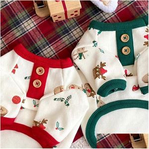 Cão vestuário cão vestuário natal elk camisa outono roupas de estimação botão hoodies para cães pequenos gato filhote de cachorro tarambola flecce roupas quentes rop dhrx8