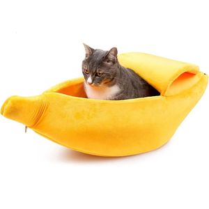 Kennele Pensje Banana Kota Kota Łóżka dla kotów wewnętrznych Świąteczne łóżka dla zwierząt dla kotów Koctens Warm Cat House Tent Namiot Rabbit Puppy Small Dog Bed 231123