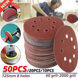 Nya 125mm 8-håls slipskivor Hook och slinglim Sandpappning 40GRIT-2000GRIT SLIPPAPER SLIDING DISC ABRASIVE POLERING TEALSER