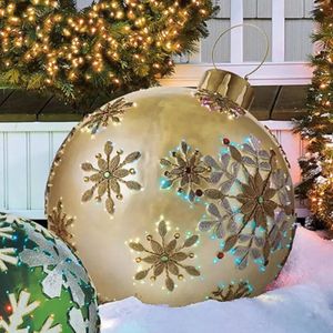 クリスマスの装飾60cm大規模な年ギフトPVCインフレータブルおもちゃクリスマスボールはPVC巨人を作った軽い大きなボールの木の装飾屋外おもちゃBA 231123