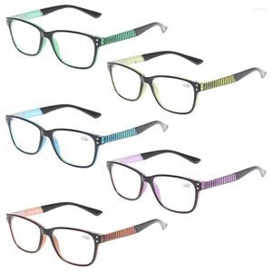 Sunglasses Henotin Reading Glasses Spring Hinge Color Striped Mirror Legs Men And Women HD Reader Diopter Eyeglasses 1.0 2.0 3.0 5.0 6.0