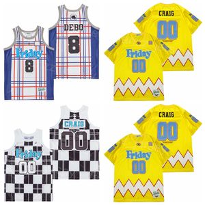 Basket fredag ​​film Jersey 00 Craig Jones 8 Debo 1995 Vintage Shirt Hiphop University for Sport Fans Breattable Pure Cotton Pensionera svartrött team retro retro