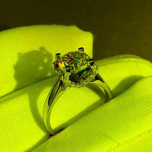 Pierścienie klastra pierścień moissanite 1ct 2ct 3ct ef kolor prosty styl drobnoziarnisty rund cut biały złoty diament zaręczyn dla dziewczyny