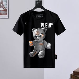 Plein Bear TシャツメンズデザイナーTシャツブランド服ラインストーン頭蓋骨男性Tシャツクラシック高品質のヒップホップストリートウェアカジュアルトップティーPB 11351