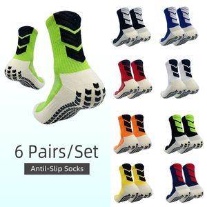 Spor çorap altı çift süper uygun fiyatlı kıyafetler polyester spor çorap silika jel kaymaz arabellek çoklu renk seçenekleri futbol çorap 231124