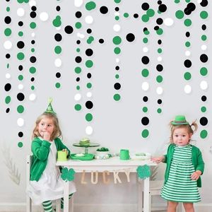 Decorazione per feste Nero Verde Bianco Decorazioni di compleanno per il giorno di San Patrizio Punti di carta Ghirlanda Cerchio appeso Streamer per articoli per bambini