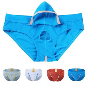 Hole Underwear Men Sexy Mens Briefs Low Waist Male Underpants Open Pouch Cover Bag Breathable Panties Lingerie S XL