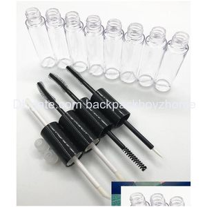 Packing Bottles 100 Pcs Double Side Lip Gloss Tube Container 10Ml 2 In 1 Empty Mascara And Eyeliner With Fiber Drop Delivery Office Otxkc