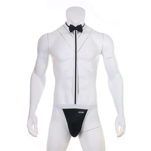 Novità Uomini sexy S Mankini Perizoma Gay Biancheria intima Lingerie erotica Cameriere Costume porno Bretella Tuta Cravatta Orsacchiotti