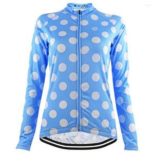 Rennjacken HIRBGOD 2023 Damen Radtrikot Blau Weißer Punkt Kleidung Leichte Langarm Radshirt Jacke Ciclismo HK029