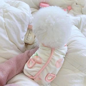 Dog Apparel Peach Pattern Pet Vest Autumn Winter Cat Clothes Cute Sweet Accessories