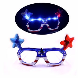 Självständighetsdagen Party Glasses USA American Flag 4 juli LED Flashing Light Up Party Shades Glasögon