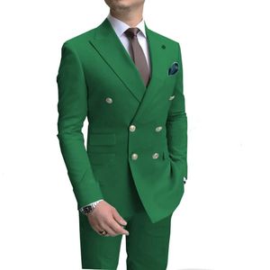 Mens Suits Blazers lacivert Classic 6 Düğmeleri Erkekler İnce Fit 2 Parçalı Ceket Pantolon Dökümlü Düğün Damat Man Tailormade Giysileri 221117