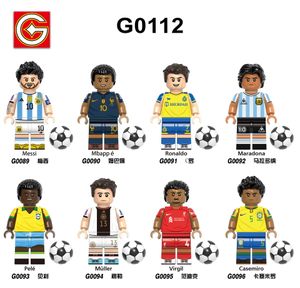 G0112 لبنات البناء البلاستيكية لاعب كرة القدم Minifigs Maradona Virgil Casemiro Mini Toy