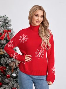 Women's Sweaters Women Christmas Sweater Casual Long Sleeve Round Neck Reindeer Geometric Print Pullover Knit Tops Fall Winter Jumpers