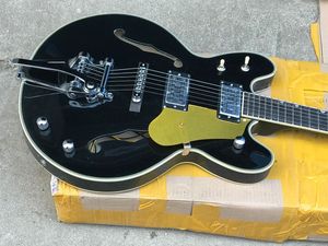 Black Falcon Jazz Electric Guitar G 6120 Thin Semi Hollow Body Rosewood 지판 크롬 하드웨어 Double F Holes Bigs Tremolo Bridge는 사용자 정의 할 수 있습니다.