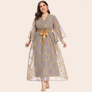 Casual Kleider V-Ausschnitt Sommer lang für Frauen 2023 Plus Size Frau Kleidung Party Rock muslimische Kleidung Vestido Longo Roben Grande Taille