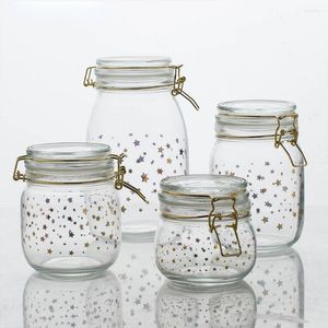 Storage Bottles Star Kitchen Food Sealed With Cover Coffee Sugar Tea Glass Jar Grains Container Candy