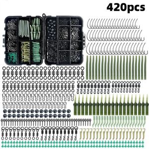 Fishing Accessories 160-420Pcs/Box Carp Fishing Tackle Kit Including Boilie Bait Screw Accessories Swivels Hooks Anti Tangle Sleeves Hook Stop Beads 231123