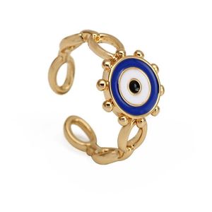 Anéis de banda turco mau olho anéis para mulheres meninas olhos azuis anel de dedo ajustável aberto cobre moda jóias gota entrega jóias r dh0it