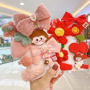 Hair Accessories 5/9/10 Pcs/Set Children Cute Candy Nlyon Cartoon Bow Flower Ornament Clips Baby Girls Sweet Hairpins Kids