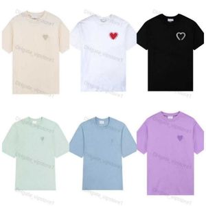 Frankrike Paris Designer Amis T Shirt 2023New Macarone Candy Color Love Brodery Letter A Hearts Pure Cotton Kort ärmar för män och kvinnor hy