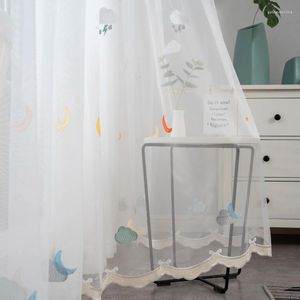 Curtain Cartoon Tulle Moon Multicolour Cloud Sheer Lovely Embroidered For Children's Room Bedroom Study Living Home Decor