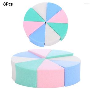 Makeup Sponges 8Pcs Triangle-shaped Cosmetic Sponge Candy Color Washable Facial Cream Puff Portable Wet Dry Use Beauty Tool For Travel