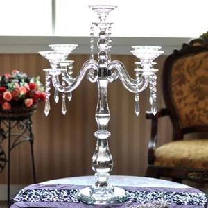 Ręcznie robione 5Arms Crystal Candle Holder Manufactory Candelabra Centerpieces338d