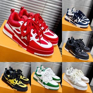 Designer Skate Sneaker Virgil Casual Shoes Calfskin Leather Abloh Black White Green Red Blue Leather Overlays with Box Storlek 35-46