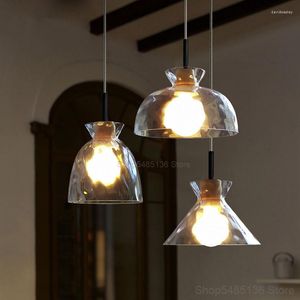 Hängslampor glasbelysningar LED Modernt trä hängande lampa vardagsrum kök sovrum ljusarmaturer loft industriell dekor hembelysning