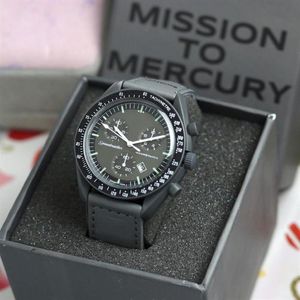 Bioceramic Moonswatch Quarz Cronografo Orologio da uomo Mission to Mercury Orologio di lusso in nylon James Montre De Luxe Edizione limitata Mast310l