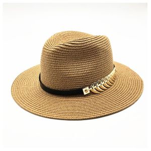 Geniş Memul Şapkalar Moda Caz Şapkası Kadınlar Yaz İngiliz Kemeri Vintage Trilby Düz Sepkül Saman Gölgeleme Güneş Lady Beach