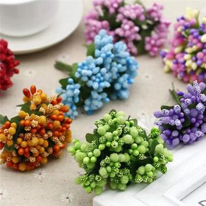 Dekorativa blommor 144 st/lot Artificial Flower Small Berries Stamen Wire Stam/äktenskap lämnar DIY Wreath Wedding Scrapbooking Box