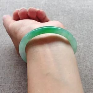 Bracelets de charme naturais Mianmar Jade Light Green Twocolor Bracelet Bangle Graceful Princess Jewelry Luck Amulet Gift 230424