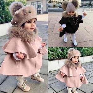 Куртки, зимнее детское пальто для девочек, однотонная верхняя одежда для малышей, ветрозащитный теплый плащ, накидка 231123