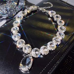 Strands Strings Sexy Super Flash Crystal Necklace Clavicle Chain Chocker Neck Jewelry Female 230424