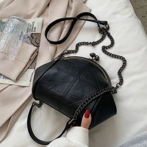 Akşam çantaları vintage iki kayış kabuk kilit çanta zinciri kadınlar için omuz crossbody pu deri tote kadın çanta cüzdanları 231123