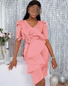 Sukienki imprezowe Asanagi Summer V-Neck Pink Prom z dużym projektem kwiatowym Północna prosta sukienka wieczorowa 2023