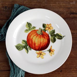 Tallrikar Creative Pumpkin Ceramic Dinner Plate American Pastoral Style Western Breakfast Cake Dish Dishes Hushållen