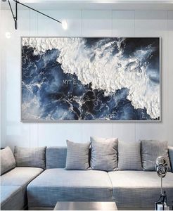 Resimler Siyah soyut bıçak 3d beyaz dalga resimleri ev dekor duvar sanatı el boyalı yağlı boya tuval üzerinde el yapımı resimspa3647859
